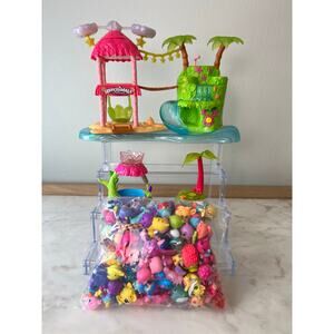 Hatchimals 120 Pets withTropical Island Party Set and 2 Stands Works See Photos